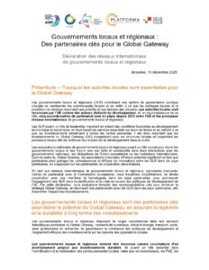 DECLARATION - Gouvernements locaux et régionaux : des partenaires clés pour le Global Gateway