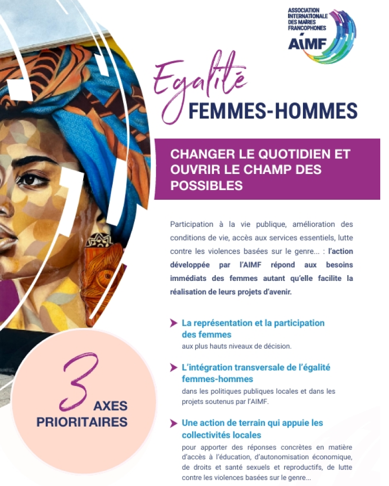 Affiche AIMF sur l’égalité femmes-hommes et actions pour les collectivités locales