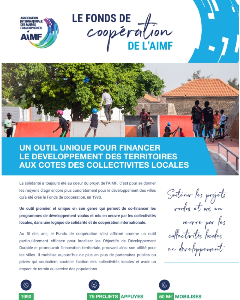 Fonds de coopération AIMF finançant des projets de développement local dans les collectivités